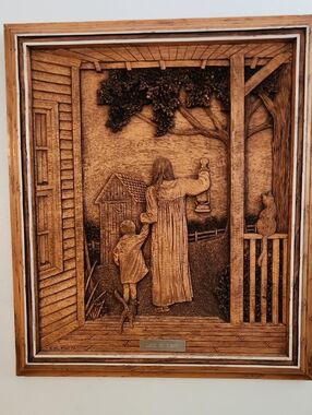 Kim Murray Wood Carved Wall Art 'Late At Night'